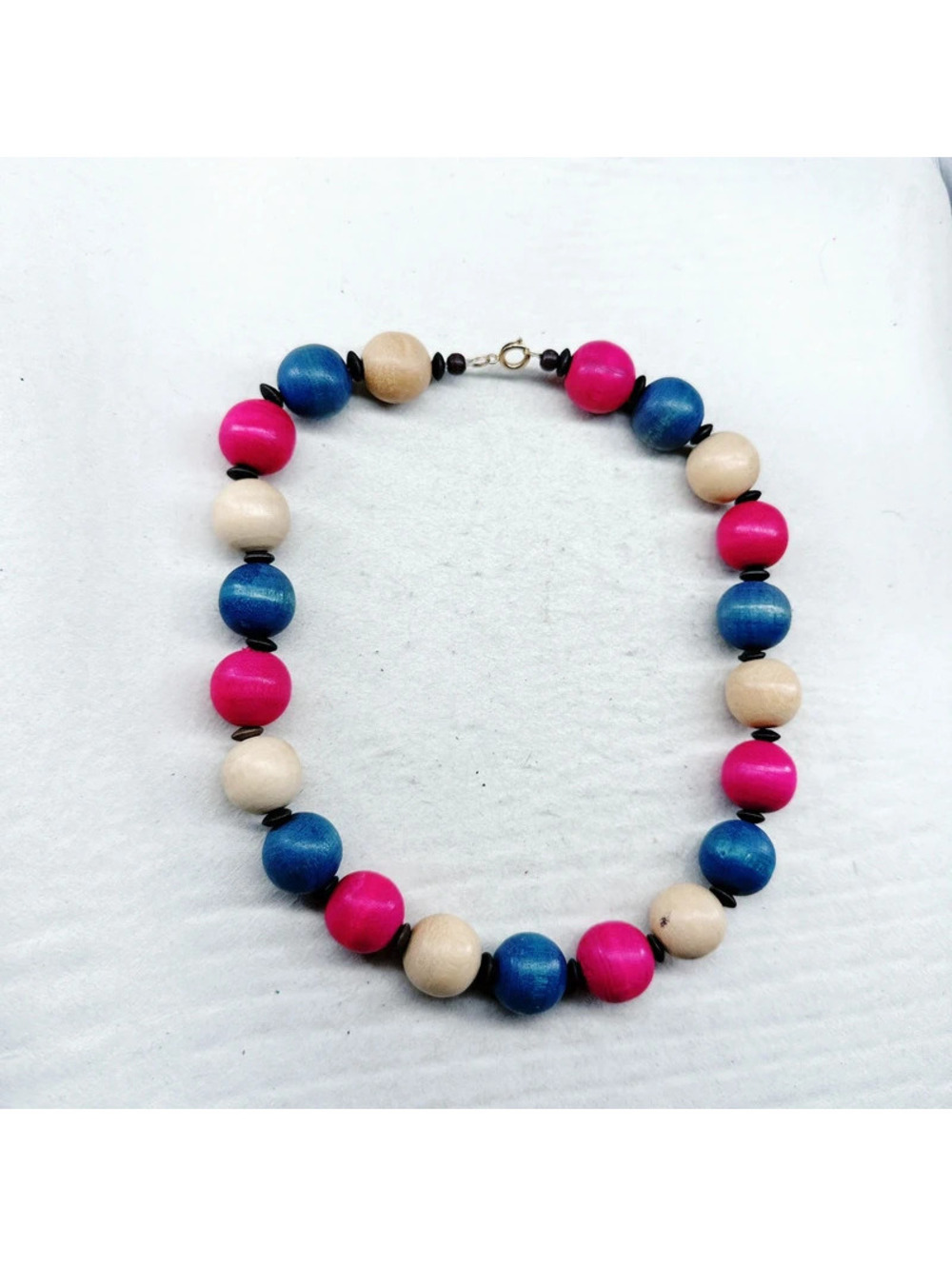 92a. Hot Pink Wood Necklace Handmade